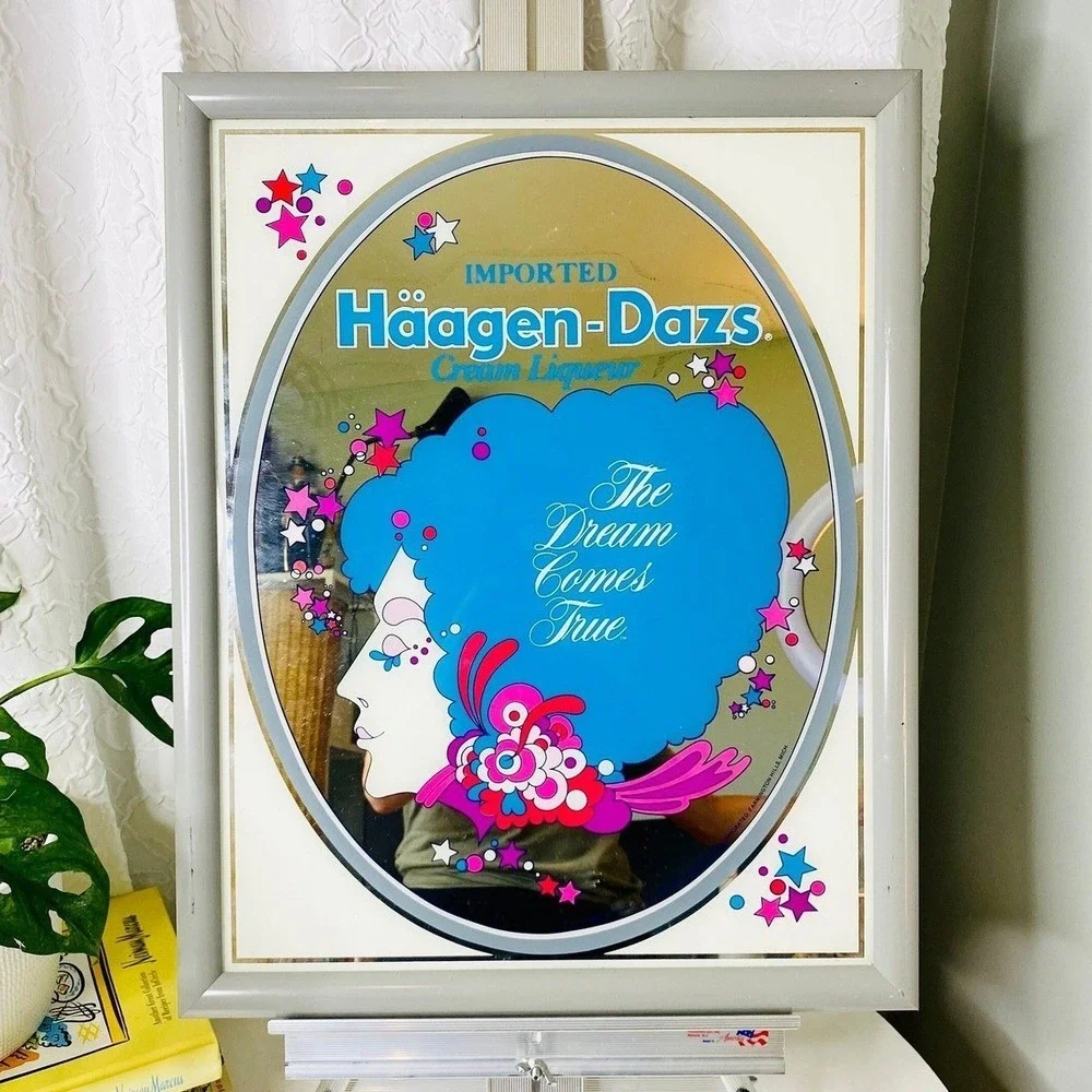 Vintage Haagen-Dazs Cream Liqueur Advertising‎ Mirror, Peter Max Style Bar Decor